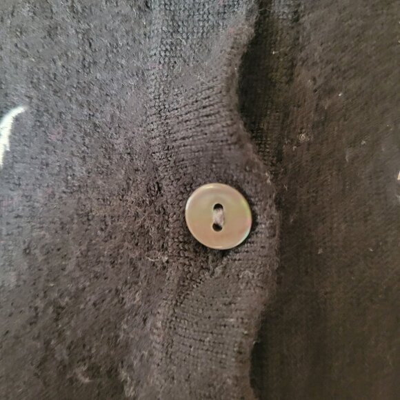 Ann Taylor Black Floral Embroidered Button-Front Cardigan Sweater Small 100% Ita - Picture 5 of 8